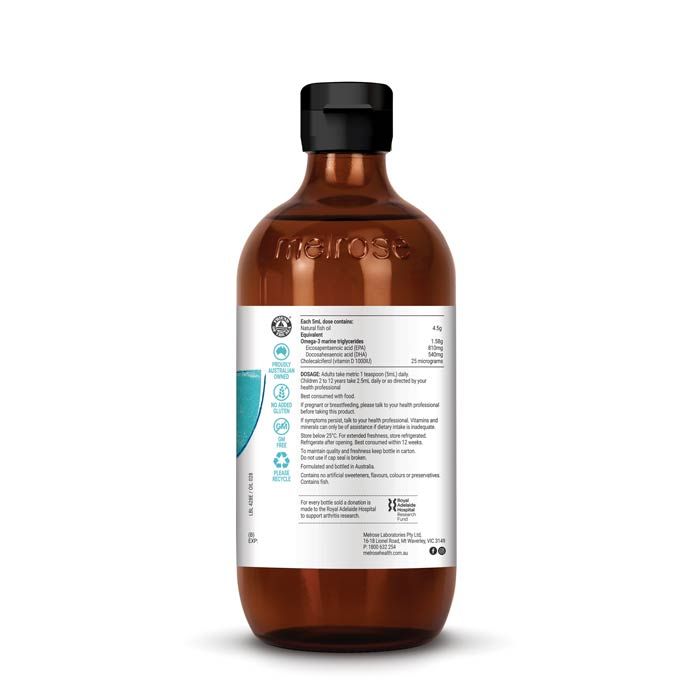 Melrose Fish Oil Vit D - Joint and Bone 500ml - #shop_name - Prana Wholefoods