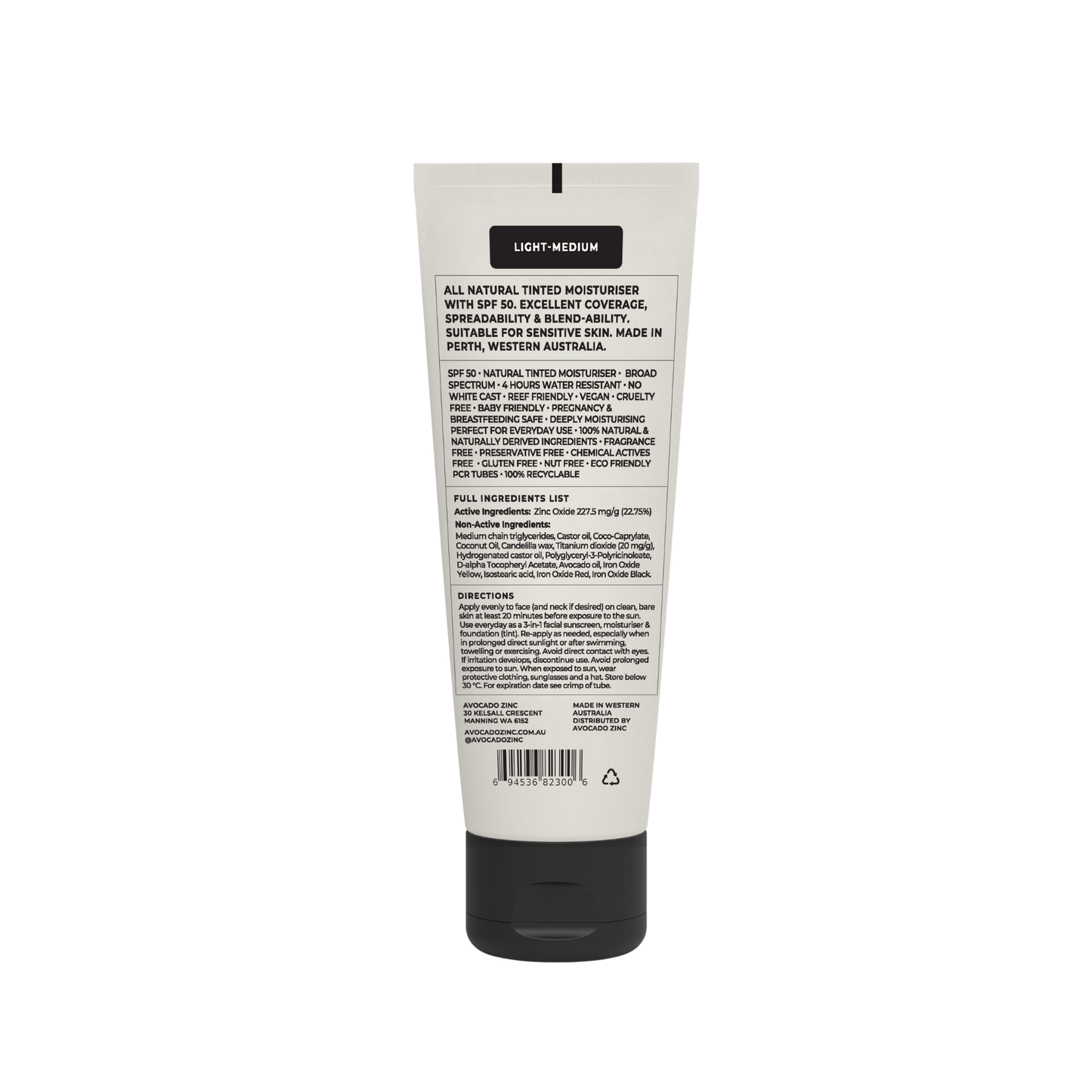 SPF 50 Natural Tinted Moisturiser - Light - Medium - #shop_name - SPF50 - TINT - LM - Avocado Zinc