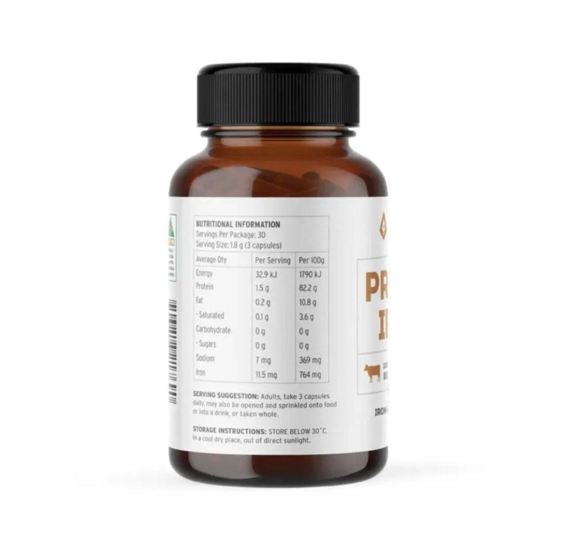 Ancestral Nutrition, Primal Iron (100% Grass-Fed Beef Spleen), 90 Capsules - #shop_name - Organ meat - -Ancestral Nutrition