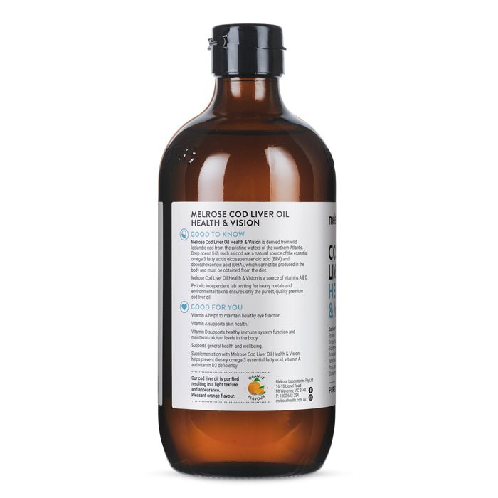 Cod Liver Oil - Heatlh and Vision 500ml - #shop_name - Melrose