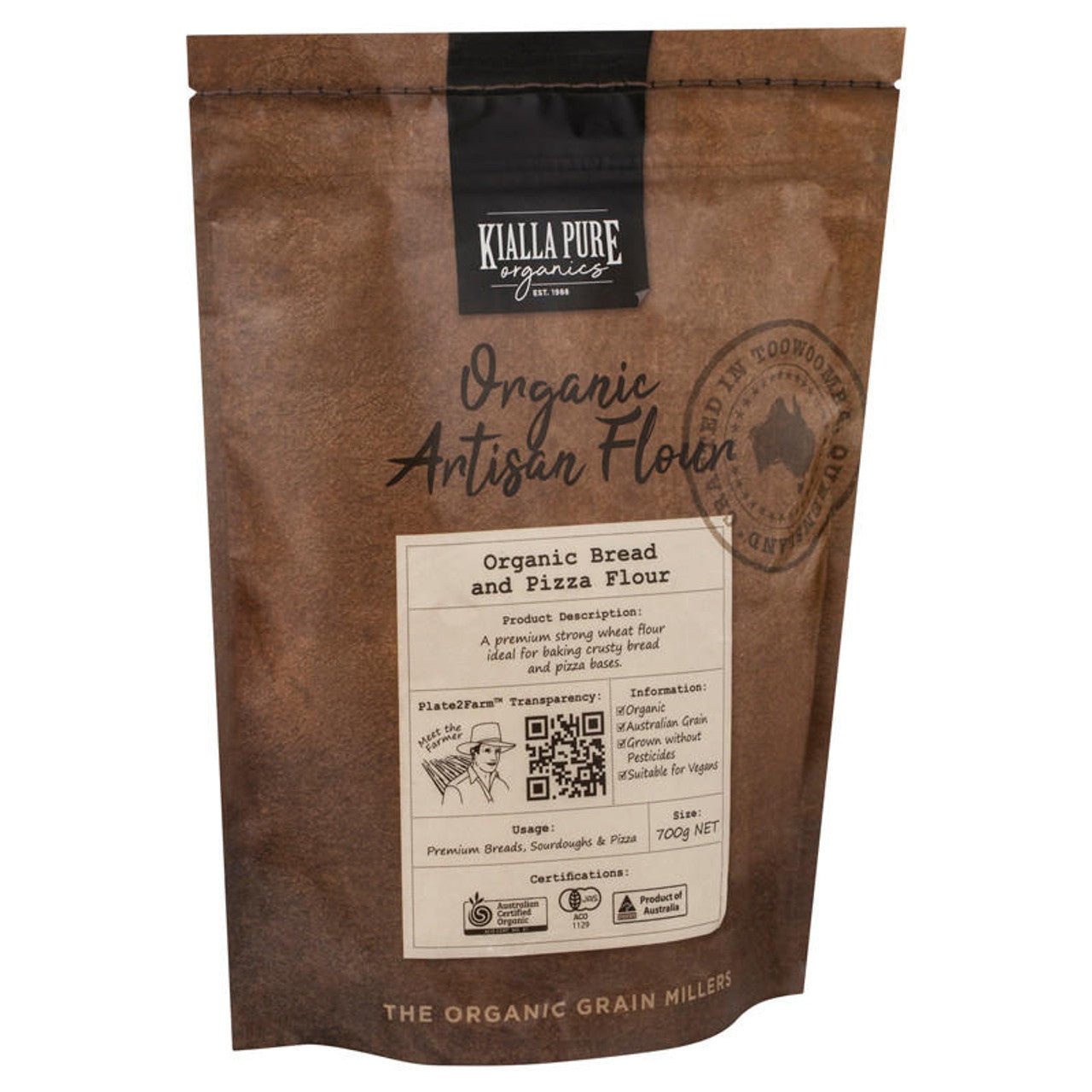 Kialla Pure Foods Organic Bread and Pizza Flour 700g - #shop_name - baking - Kialla