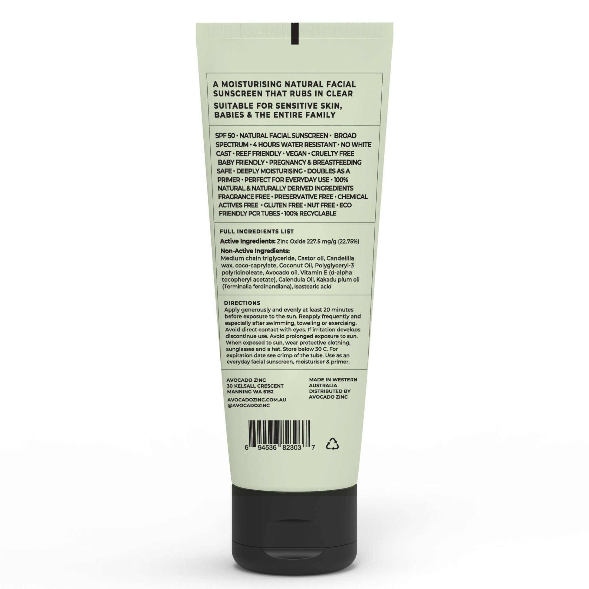 SPF 50 Natural Physical Sunscreen - #shop_name - AVOZINC - FACE - SPF50 - Avocado Zinc