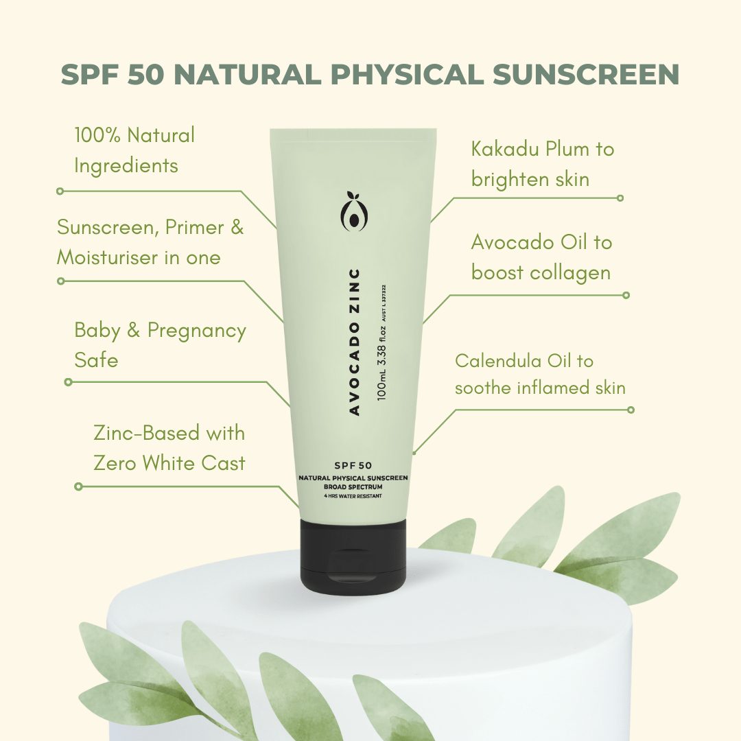 SPF 50 Natural Physical Sunscreen - #shop_name - AVOZINC - FACE - SPF50 - Avocado Zinc