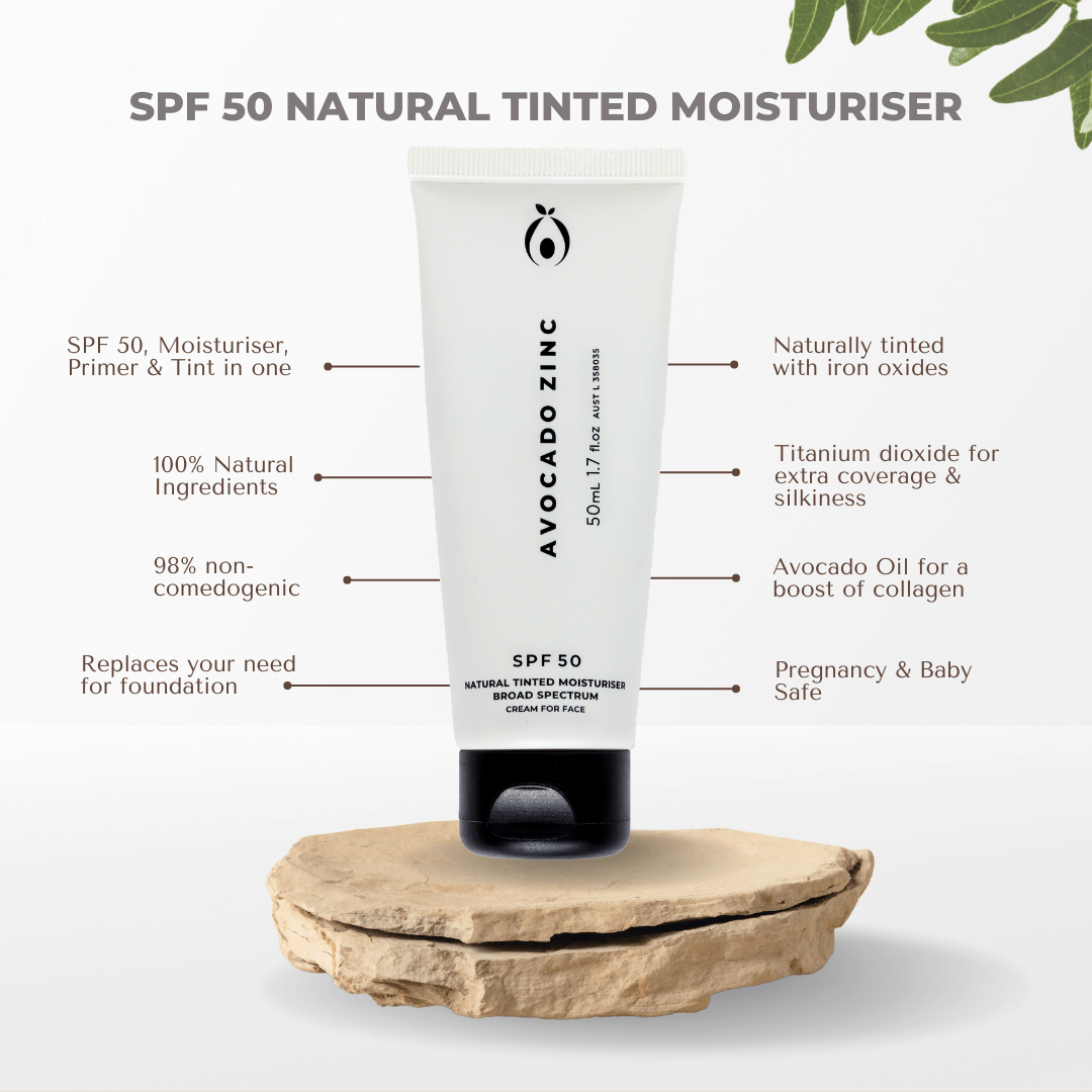 SPF 50 Natural Tinted Moisturiser - Medium - Dark - #shop_name - SPF50 - TINT - MD - Avocado Zinc