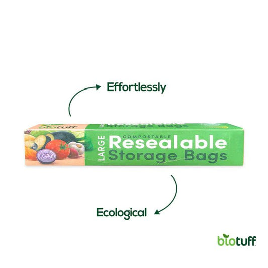 Biodegradable Resealable Sandwich Zip Lock Bags Large Size (27x28cm) 20 Bags Per Box - #shop_name - -BIOTUFF