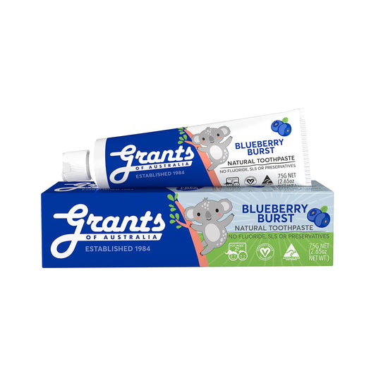 Blueberry Burst Kids Natural Toothpaste - Fluoride Free - 75g - #shop_name - Kids toothpaste - -Prana Wholefoods