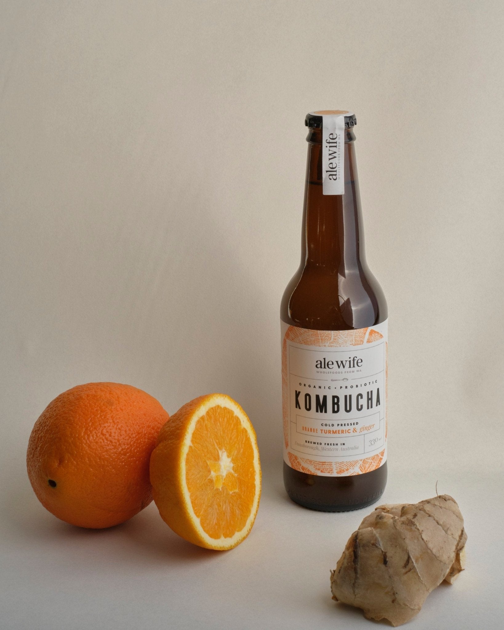Orange, Turmeric & Ginger Kombucha 330ml & 1L - #shop_name - Kombucha - -Prana Wholefoods