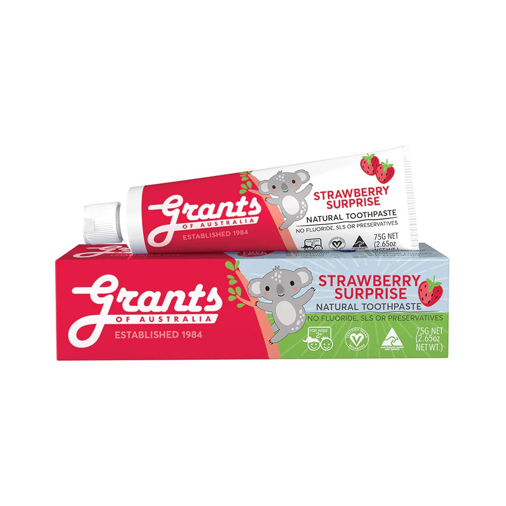 Strawberry Surprise Kids Natural Toothpaste - Fluoride Free - 75g - #shop_name - Kids toothpaste - -Prana Wholefoods